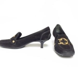 Louis Vuitton Vintage Suede Kitten Heel Loafers